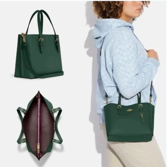 Coach Mollie Tote 25 Bag in Everglades Green & Leather Coach ID Zip Wallet. - Picture 16 of 16